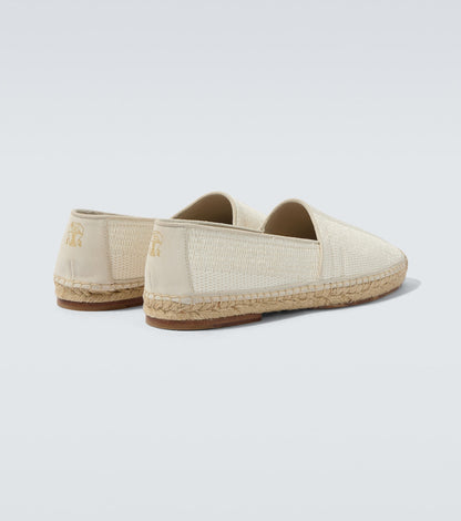 Canvas espadrilles with white suede trims