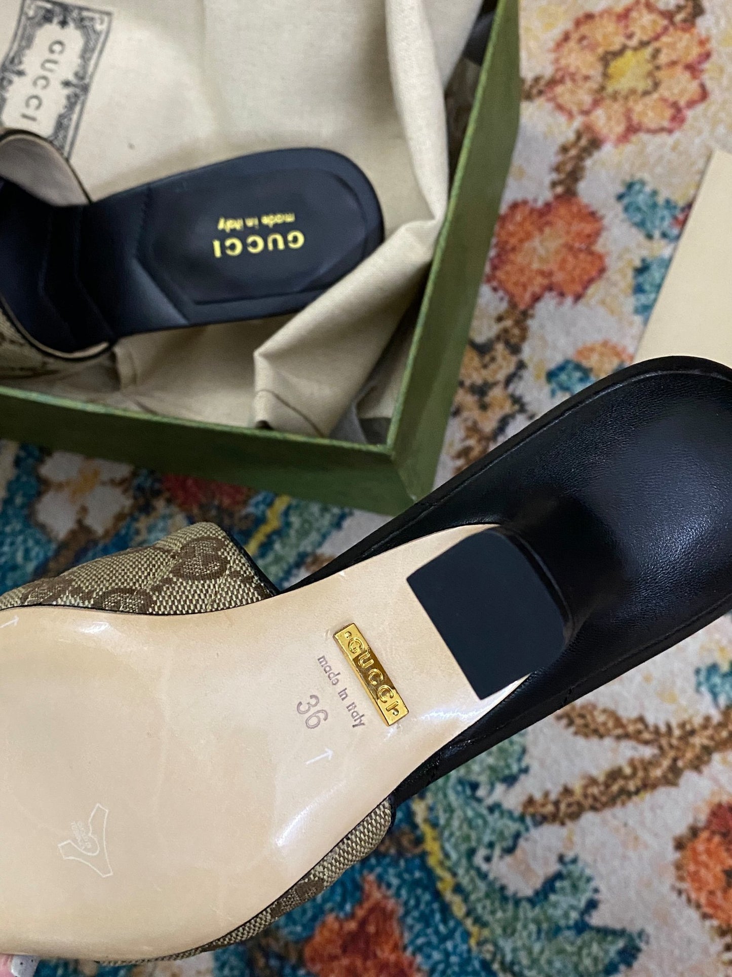 Sandali Slide Marmont Nero/Beige