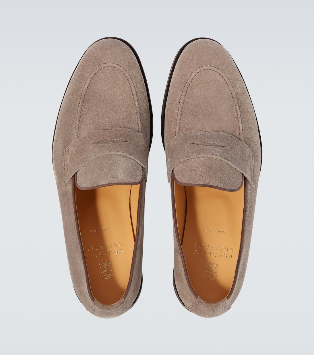 Grey Suede Penny Loafers