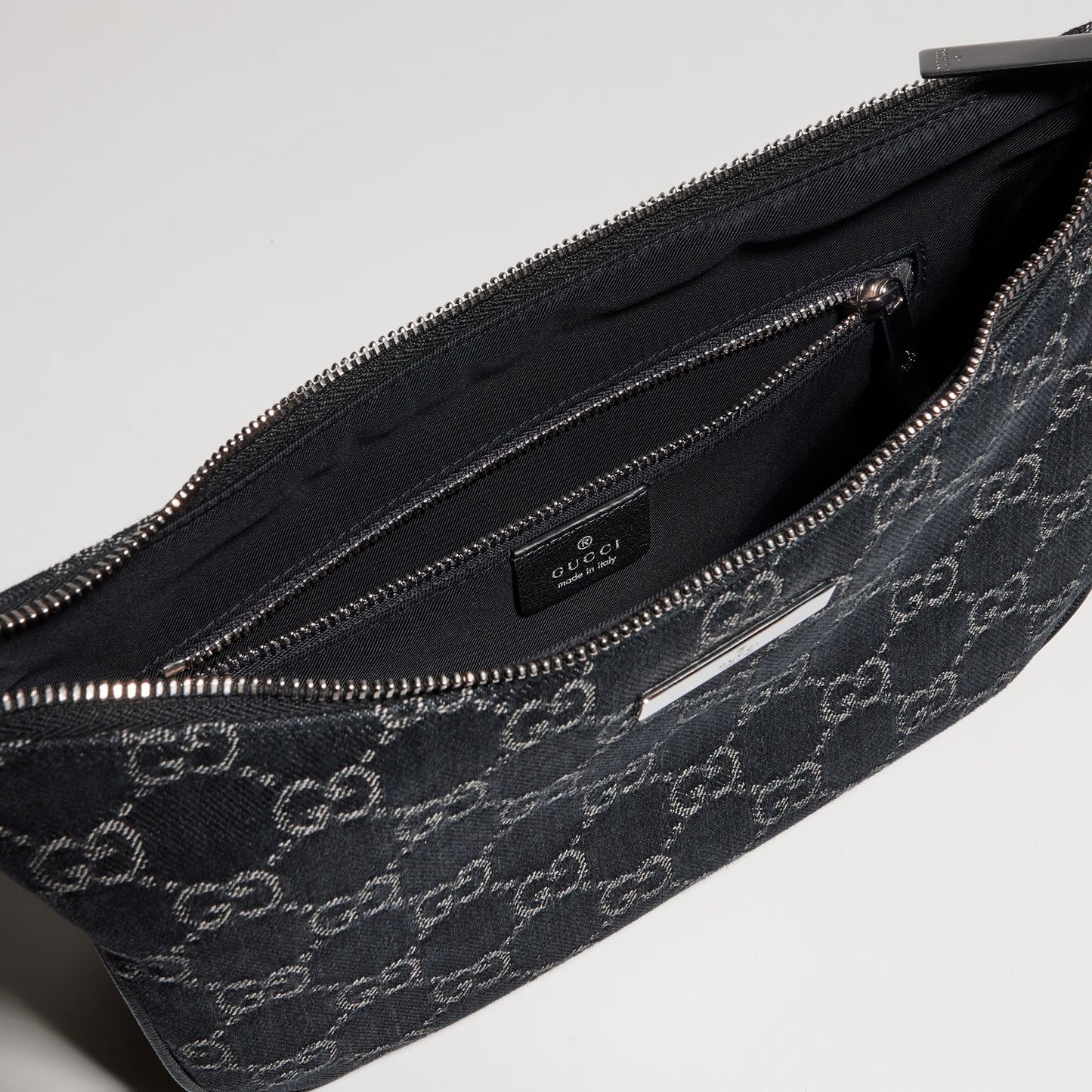 Borsa a spalla Lady Lunetta misura piccola in denim GG nero