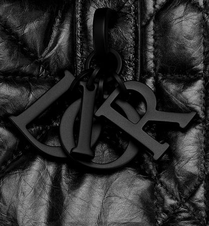 Medium Toujours Bag in Black Crinkled Calfskin with Macrocannage Motif
