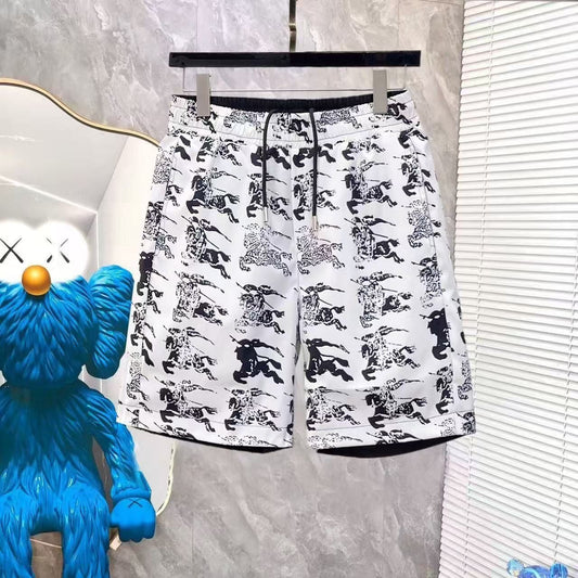 Costume da Bagno Bianco con Stampa Cavaliere Equestre
