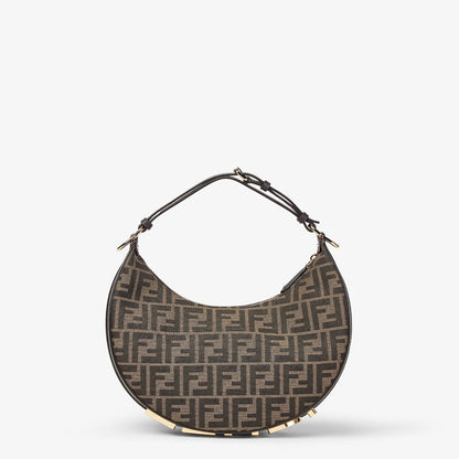 Borsa in tessuto jacquard Fendigraphy Small Brown FF
