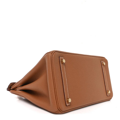 Birkin 25 Gold Togo mit goldfarbenen Beschlägen