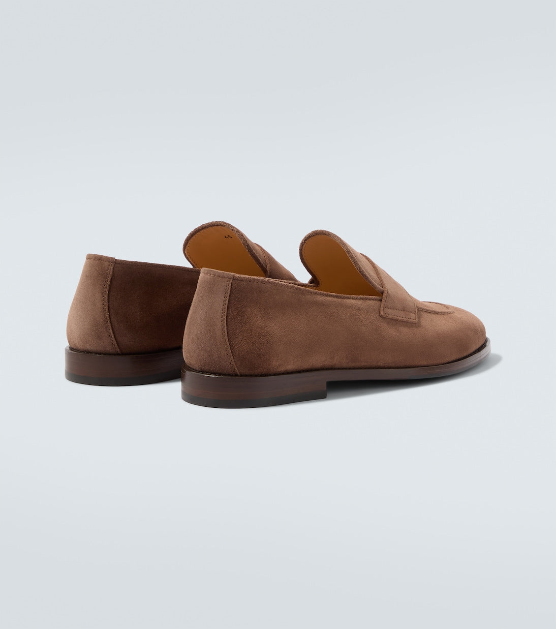 Brown suede penny loafers