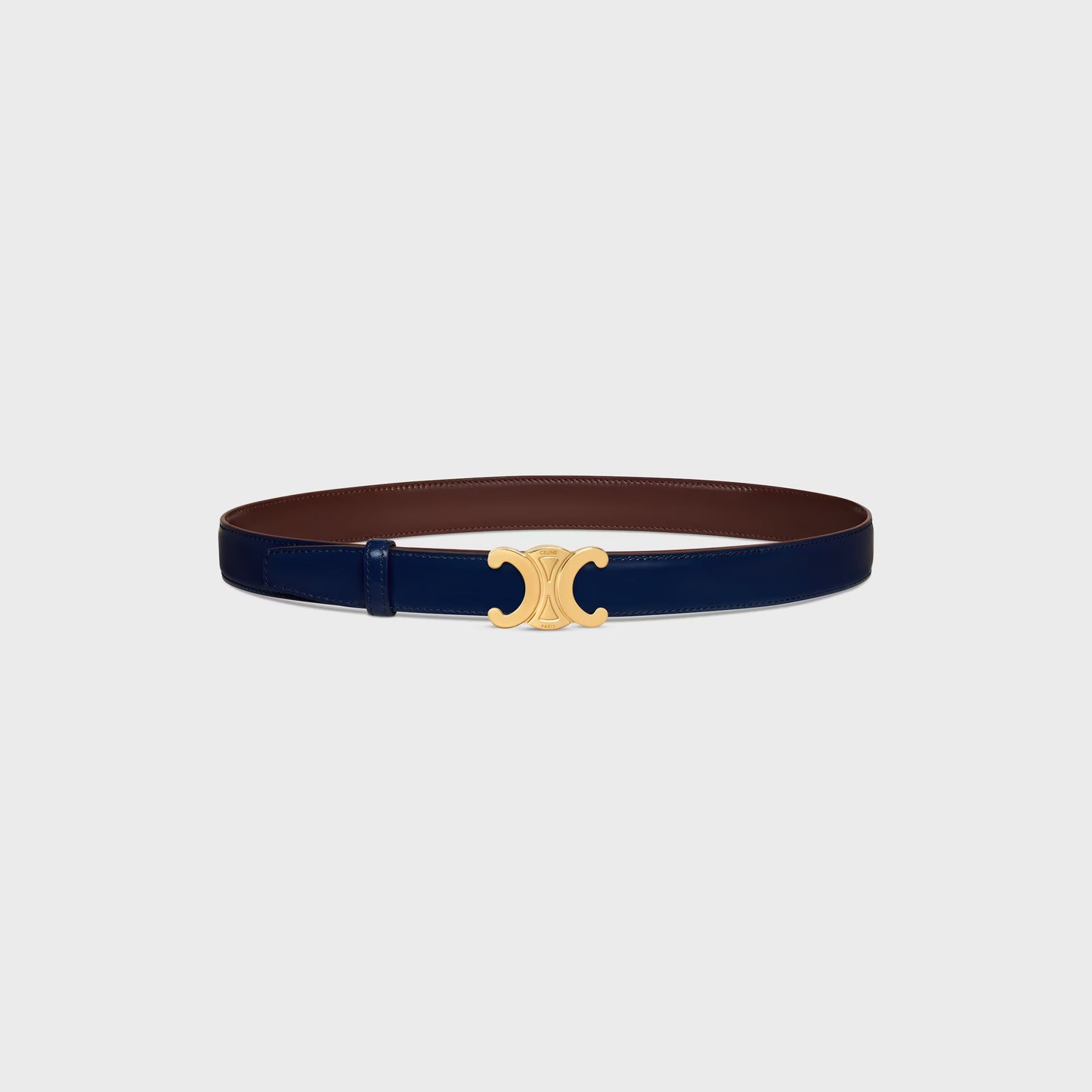 FIBBIA TRIOMPHE E TRACOLLA REVERSIBILE DA 25 MM Navy con fibbia in oro Uomo