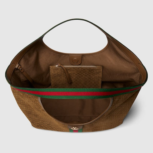 Small GG Giglio shopping bag in brown suede