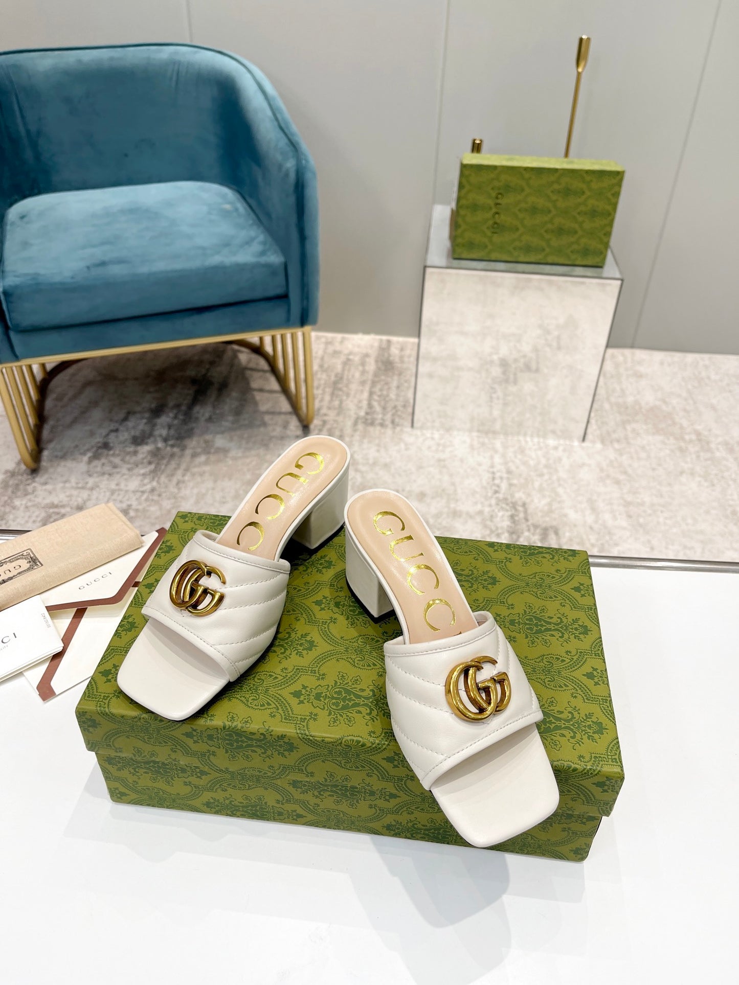 Sandali Slide Doppia G Bianco