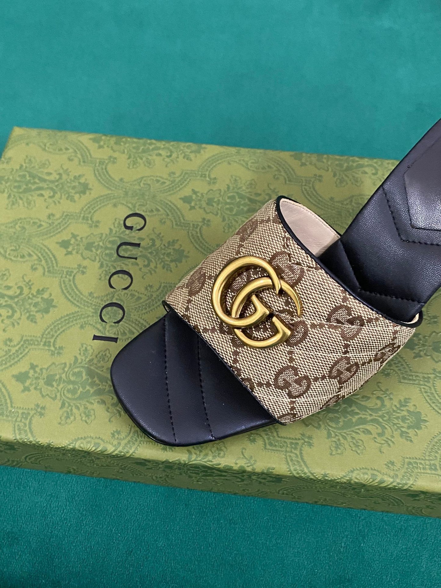 Sandali Slide Marmont Nero/Beige