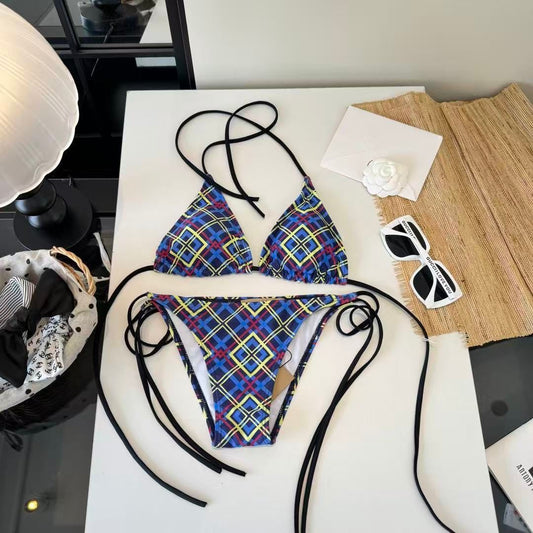 Bikini Stampa Check Multicolore