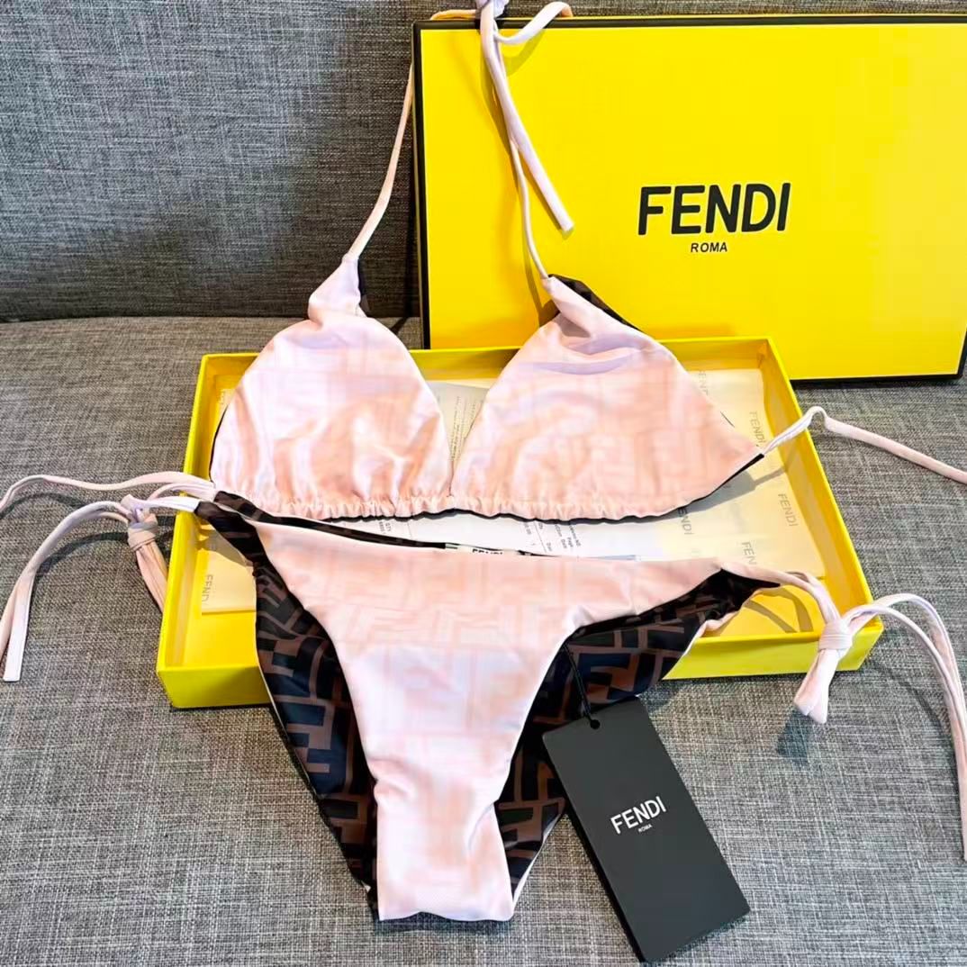 Bikini a Triangolo con Motivo Logo FF Color Pastello