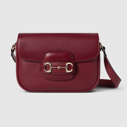 Borsa a spalla GG Horsebit 1955 Soft Piccola Rosso