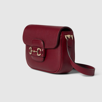 Borsa a spalla GG Horsebit 1955 Soft Piccola Rosso
