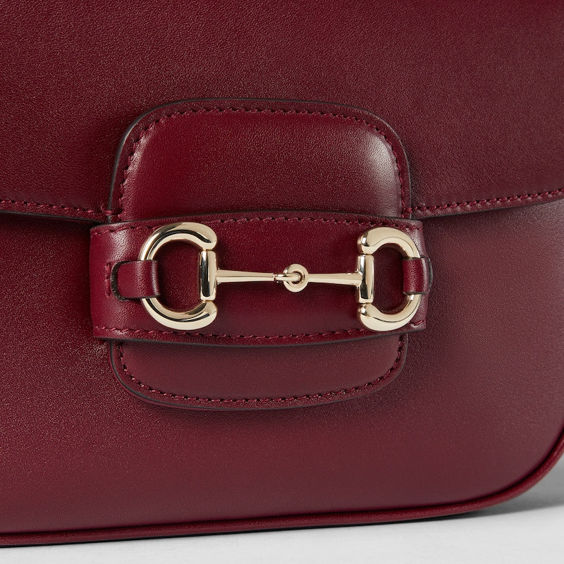 Borsa a spalla GG Horsebit 1955 Soft Piccola Rosso