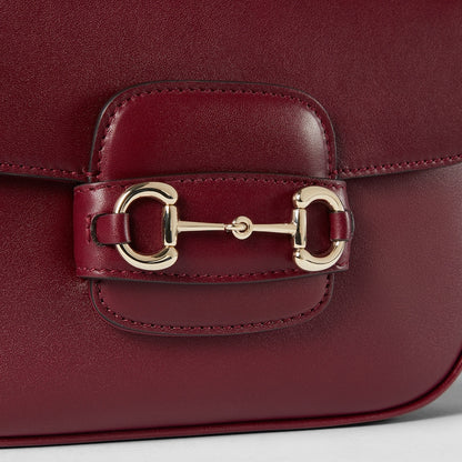 Borsa a spalla GG Horsebit 1955 Soft Piccola Rosso