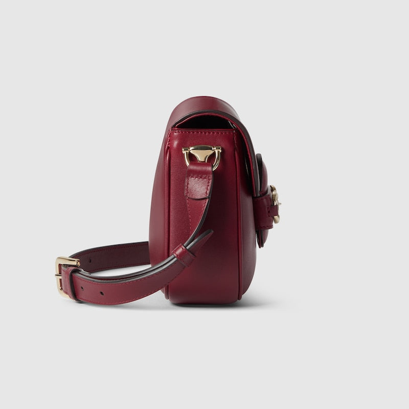 Borsa a spalla GG Horsebit 1955 Soft Piccola Rosso