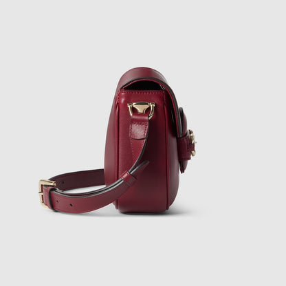 Borsa a spalla GG Horsebit 1955 Soft Piccola Rosso