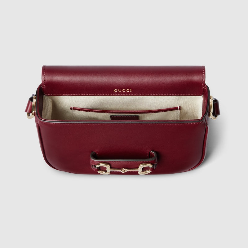 Borsa a spalla GG Horsebit 1955 Soft Piccola Rosso