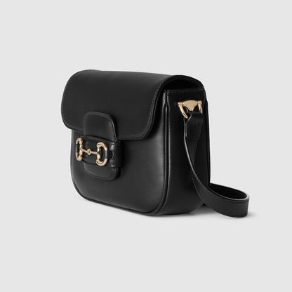 Borsa a spalla GG Horsebit 1955 Soft Piccola Nero