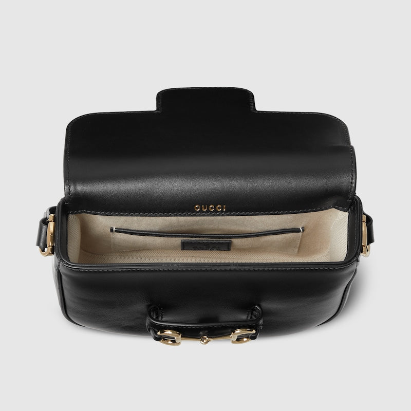 Borsa a spalla GG Horsebit 1955 Soft Piccola Nero
