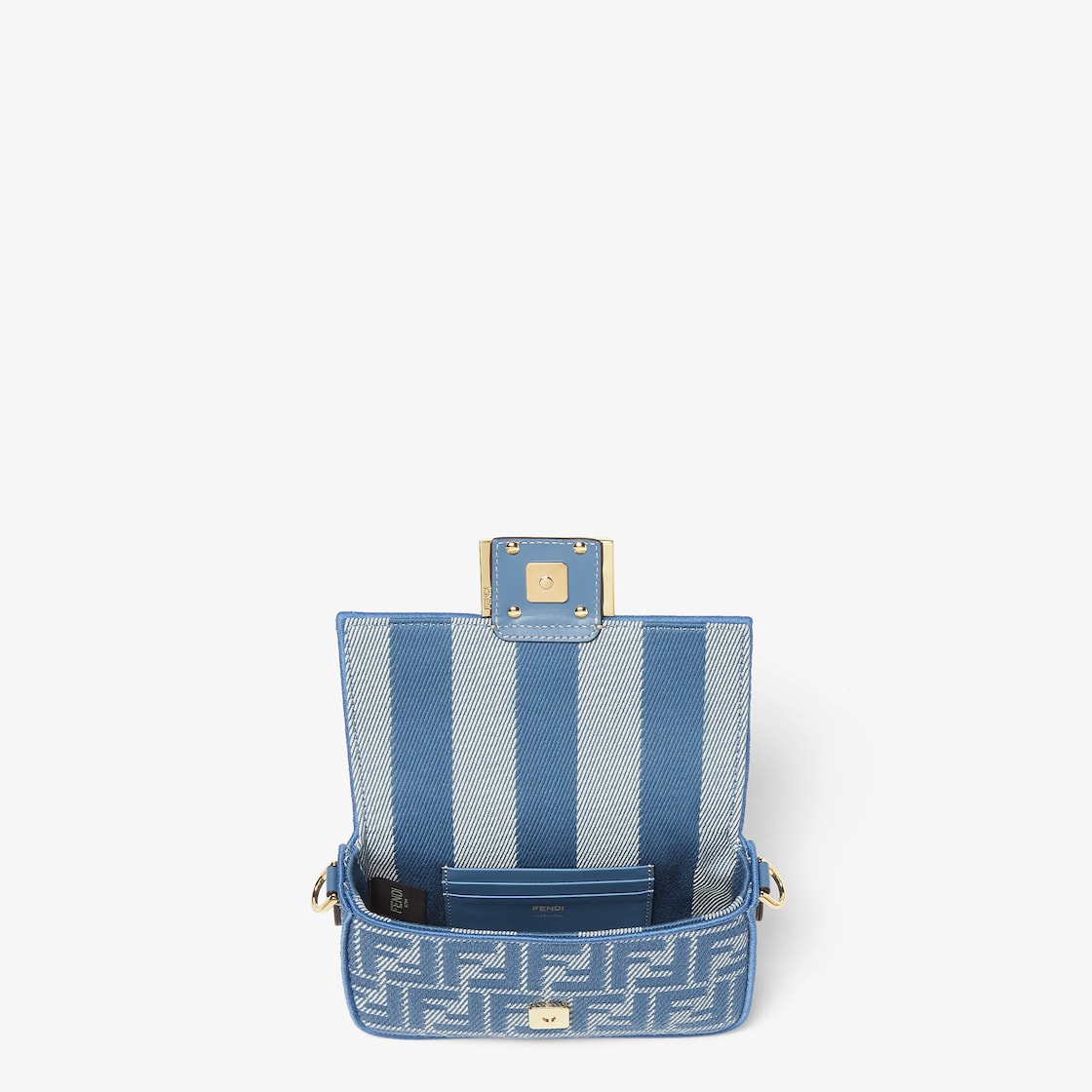Baguette Mini in jacquard FF denim blu