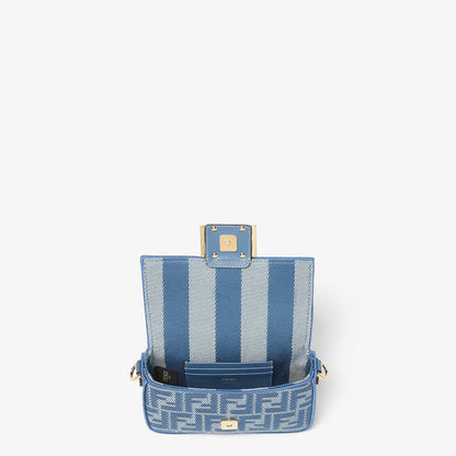 Baguette Mini in jacquard FF denim blu