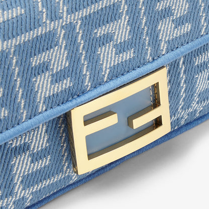 Baguette Mini in jacquard FF denim blu