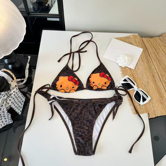 Bikini Hello Kitty Leopard Print Marrone