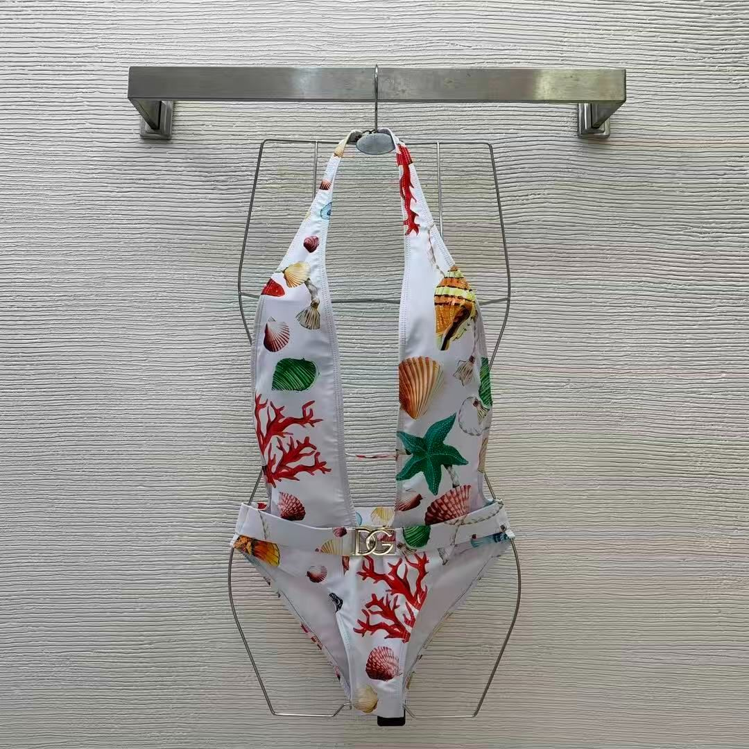 Costume Intero con Stampa Conchiglie Marine