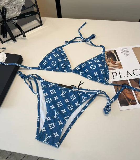 Monogram Denim Triangle Bikini Set