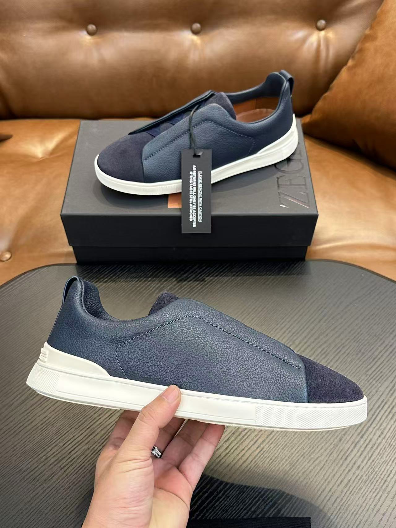 Blu Suede/Bianco Triple Stitch SECONDSKIN Sneakers