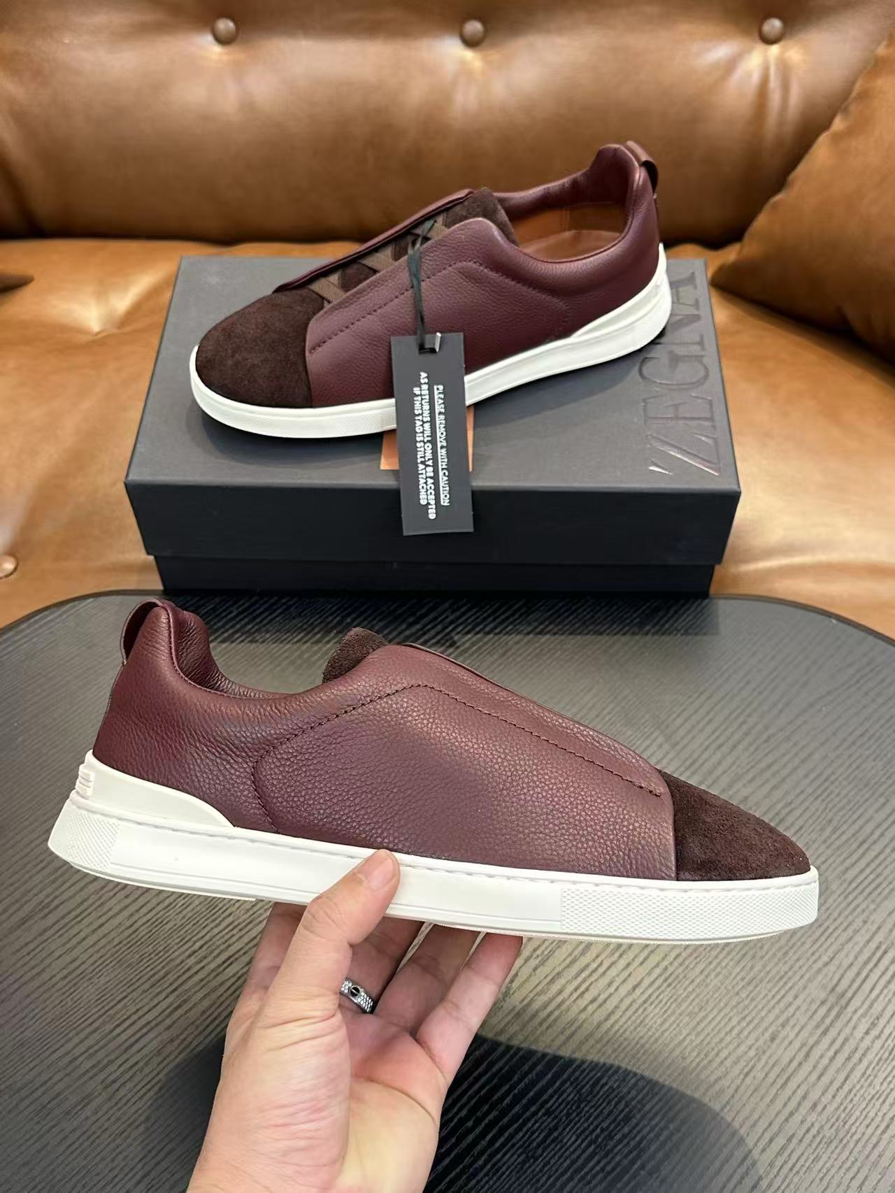 Bordeaux/White Triple Stitch SECONDSKIN Sneakers