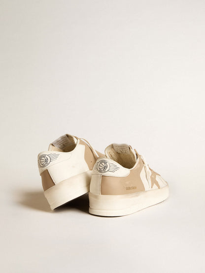 Pelle bianca e beige con stella beige e talloncino bianco