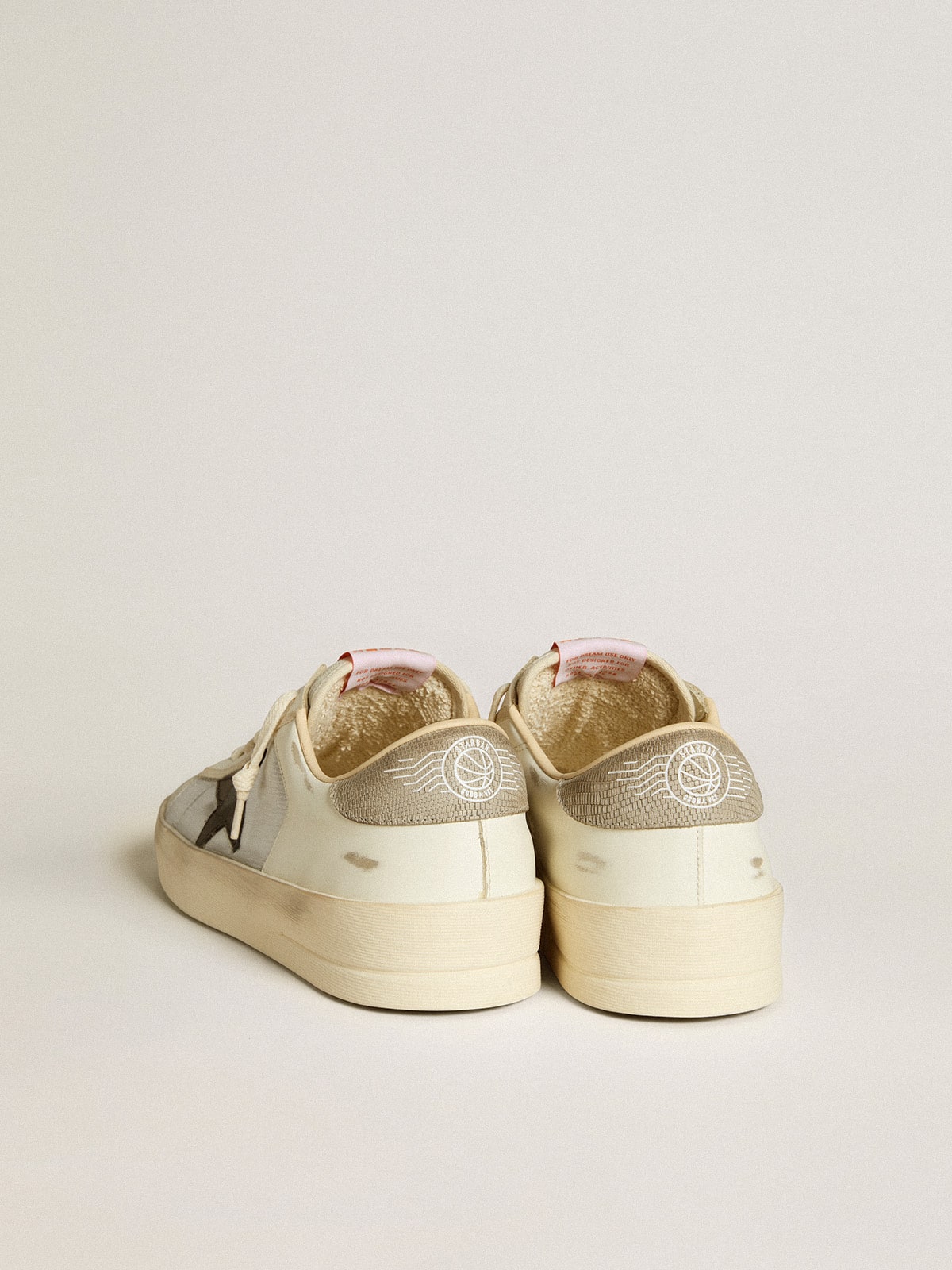 Pelle e nylon con stella in pelle nera e talloncino in nabuk