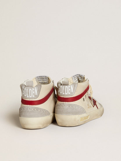 Pelle con stella in glitter e virgola in nabuk rosso