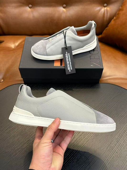 Graue/weiße SECONDSKIN Sneaker mit dreifacher Naht