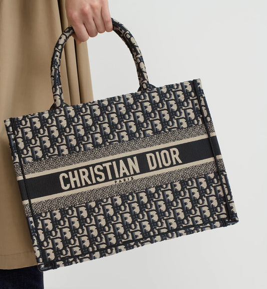 Dior Book Tote Oblique écru e blu
