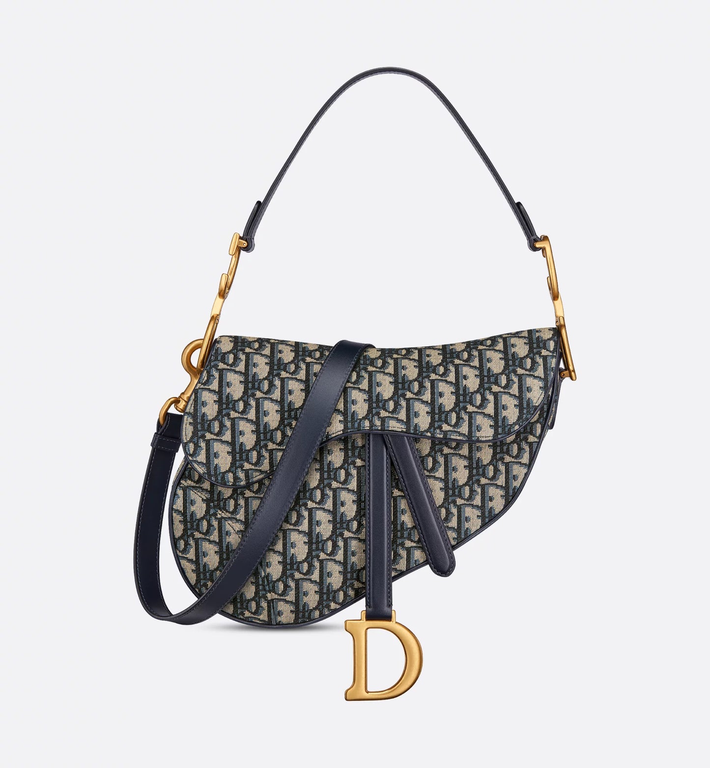 Saddle Bag Jacquard Dior Oblique blu