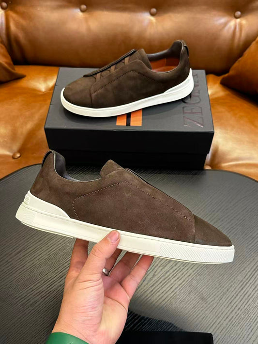 Marrone Scuro Suede/Bianco Triple Stitch SECONDSKIN Sneakers