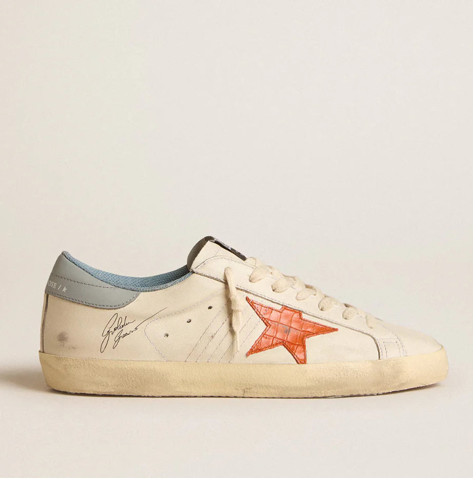 Stella stampa coccodrillo e talloncino azzurro argento