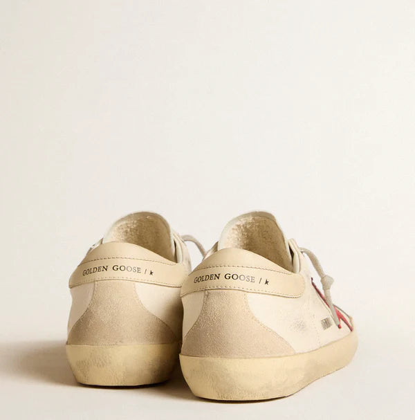 Nappa con stella rossa e talloncino in pelle crema