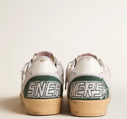 LTD in pelle cracklé e rete bianche con stella in suede