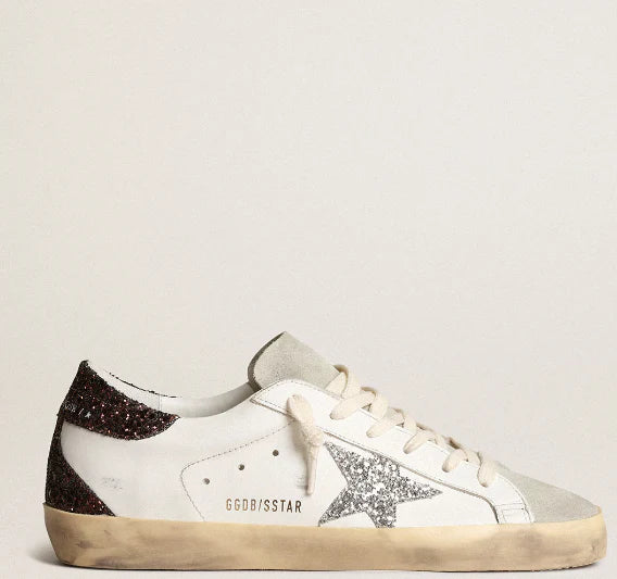 Stella argento e talloncino in glitter marroni