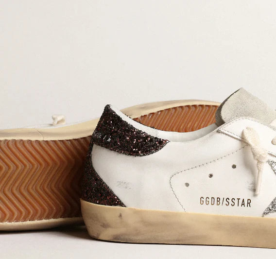 Stella argento e talloncino in glitter marroni