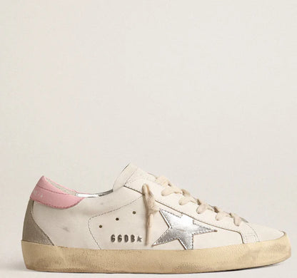 Stella in pelle argento e talloncino rosa