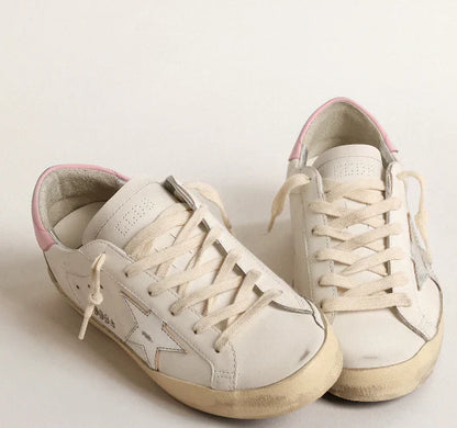 Stella in pelle argento e talloncino rosa