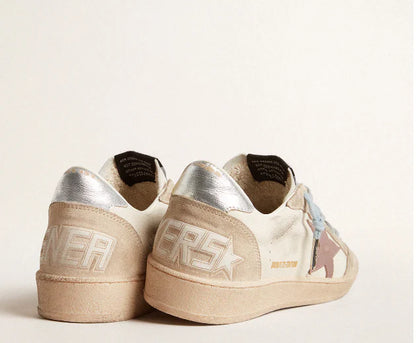 LTD in nappa bianca e suede perla con stella in pelle malva