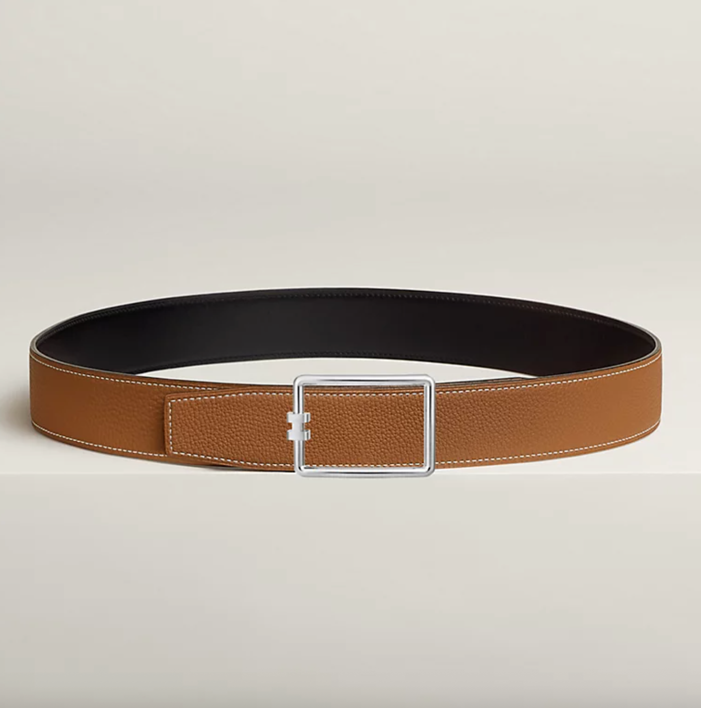 Fibbia da cintura Tube H & Pelle reversibile per cintura 38 mm Nero/Oro Uomo