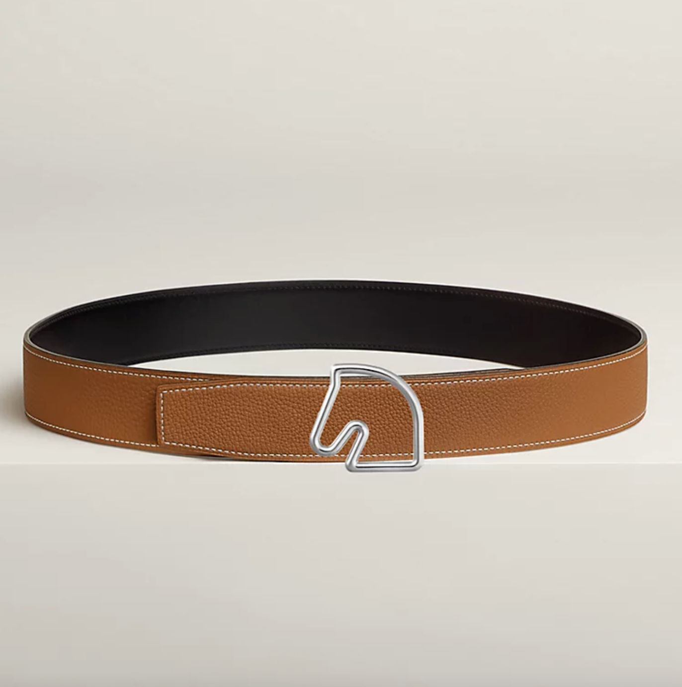 Fibbia da cintura Tête de Cheval & Pelle reversibile per cintura 38 mm Nero/Oro Uomo