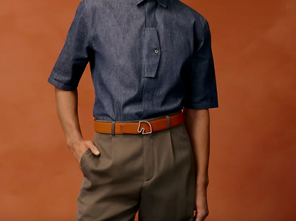 Fibbia da cintura Tête de Cheval & Pelle reversibile per cintura 38 mm Nero/Oro Uomo